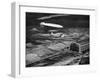 Hindenburg's Arrival with an Escort Plane over Lakehurst, New Jersey-null-Framed Photo