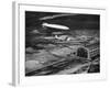 Hindenburg's Arrival with an Escort Plane over Lakehurst, New Jersey-null-Framed Photo