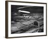 Hindenburg's Arrival with an Escort Plane over Lakehurst, New Jersey-null-Framed Photo