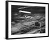 Hindenburg's Arrival with an Escort Plane over Lakehurst, New Jersey-null-Framed Photo