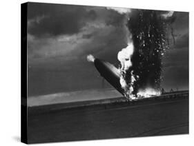 Hindenburg Zeppelin Bursting into Flames While Attempting to Land after 37th Ocean Crossing-Arthur Cofod-Stretched Canvas