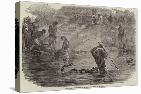 Hindoo Bathers in the River Jumna Surprised by a Snake-Joseph-Austin Benwell-Stretched Canvas