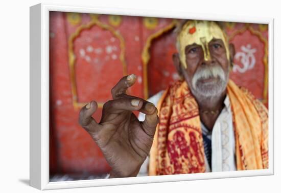 Hindu blessing, Mathura, Uttar Pradesh, India-Godong-Framed Photographic Print