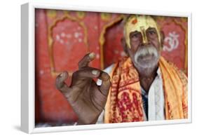 Hindu blessing, Mathura, Uttar Pradesh, India-Godong-Framed Photographic Print