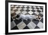 Hindu devotee prostrating at Krishna-Balaram temple, Vrindavan, Uttar Pradesh, India-Godong-Framed Photographic Print