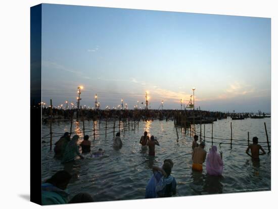 Hindu Devotees Bathe in the River Ganges on a Hindu Festival in Allahabad, India, January 14, 2007-Rajesh Kumar Singh-Stretched Canvas