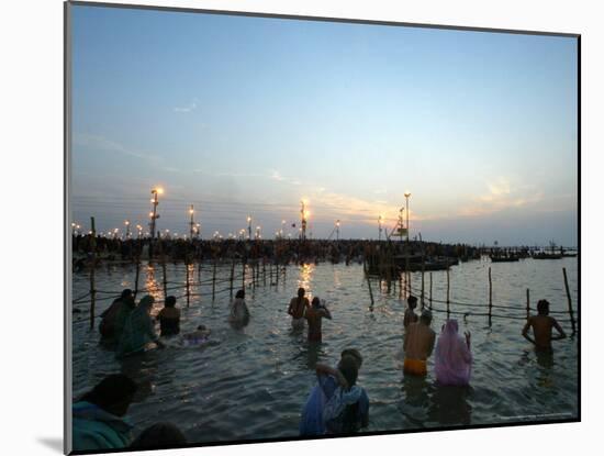 Hindu Devotees Bathe in the River Ganges on a Hindu Festival in Allahabad, India, January 14, 2007-Rajesh Kumar Singh-Mounted Photographic Print