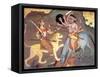 Hindu Goddess Durga Fights Mahishasur-Science Source-Framed Stretched Canvas