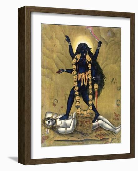 Hindu Goddess Kali Dancing on Siva-null-Framed Giclee Print