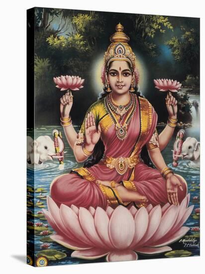 Hindu Goddess Srhi Sentamarai Laximi, Wife of Vishnu-null-Stretched Canvas