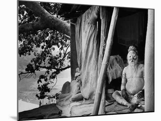 Hindu Holy Man Sitting in His Home-James Burke-Mounted Photographic Print