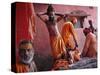 Hindu Holy Men Relax after Taking Holy Dip in River Ganges During the Kumbh Mela Festival in India-null-Stretched Canvas