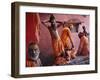 Hindu Holy Men Relax after Taking Holy Dip in River Ganges During the Kumbh Mela Festival in India-null-Framed Photographic Print