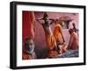 Hindu Holy Men Relax after Taking Holy Dip in River Ganges During the Kumbh Mela Festival in India-null-Framed Photographic Print