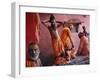 Hindu Holy Men Relax after Taking Holy Dip in River Ganges During the Kumbh Mela Festival in India-null-Framed Photographic Print