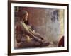 Hindu Pilgrim Meditating, Sitting Cross-Legged on the Ghats, Varanasi, Uttar Pradesh State, India-John Henry Claude Wilson-Framed Photographic Print