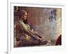 Hindu Pilgrim Meditating, Sitting Cross-Legged on the Ghats, Varanasi, Uttar Pradesh State, India-John Henry Claude Wilson-Framed Photographic Print