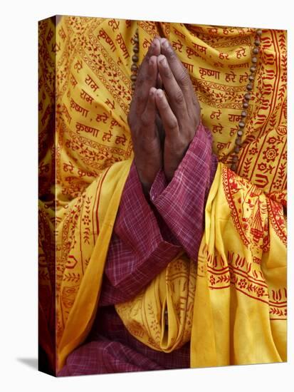 Hindu Prayer in Parmath, Rishikesh, Uttarakhand, India, Asia-null-Stretched Canvas