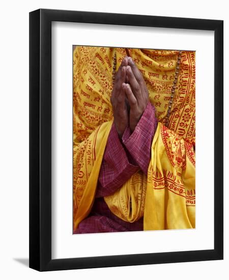 Hindu Prayer in Parmath, Rishikesh, Uttarakhand, India, Asia-null-Framed Photographic Print