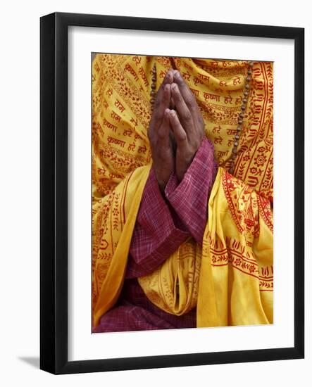 Hindu Prayer in Parmath, Rishikesh, Uttarakhand, India, Asia-null-Framed Photographic Print