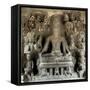 Hindu statue at the Ellora Caves, UNESCO World Heritage Site, Maharashtra, India, Asia-Alex Robinson-Framed Stretched Canvas