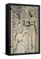 Hindu Statues on the Outer Wall of Angkor Wat, Siem Reap, Cambodia, Southeast Asia-Alex Robinson-Framed Stretched Canvas