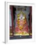 Hindu Street Shrine, Decorated with Marigold Mala (Garlands) for Diwali Festival, Udaipur, India-Annie Owen-Framed Photographic Print