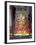 Hindu Street Shrine, Decorated with Marigold Mala (Garlands) for Diwali Festival, Udaipur, India-Annie Owen-Framed Photographic Print