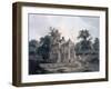 Hindu Temple in the Fort of the Rohtas, Bihar, India (W/C on Paper)-Thomas Daniell-Framed Giclee Print