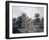 Hindu Temple in the Fort of the Rohtas, Bihar, India (W/C on Paper)-Thomas Daniell-Framed Giclee Print