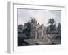 Hindu Temple in the Fort of the Rohtas, Bihar, India (W/C on Paper)-Thomas Daniell-Framed Giclee Print