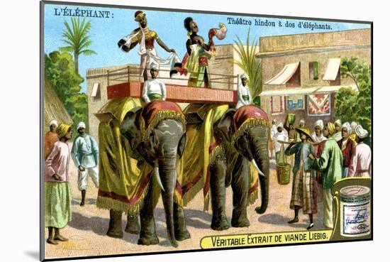 Hindu Theatre on the Backs of Elephants, C1900-null-Mounted Giclee Print
