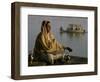 Hindu Woman Meditating Beside the River Ganges, Varanasi (Benares), Uttar Pradesh State, India-John Henry Claude Wilson-Framed Photographic Print