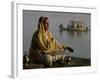 Hindu Woman Meditating Beside the River Ganges, Varanasi (Benares), Uttar Pradesh State, India-John Henry Claude Wilson-Framed Photographic Print