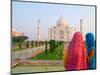 Hindu Women with Colorful Veils at the Taj Mahal, Agra, India-Bill Bachmann-Mounted Photographic Print