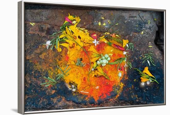 Hinduism: Pigments (Red Kumkum, Yellow Turmeric/Saffron Powder) and Scattered Flower Petal?-null-Framed Photographic Print