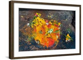 Hinduism: Pigments (Red Kumkum, Yellow Turmeric/Saffron Powder) and Scattered Flower Petal?-null-Framed Photographic Print