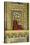 Hinduism: Small Reclining Ganesha (Elephant-Headed Deity) Statue on Ornate Gilded and Mirrored Wall-null-Stretched Canvas