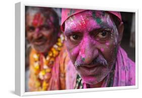 Hindus celebrating Holi festival, Dauji, Uttar Pradesh, India-Godong-Framed Photographic Print