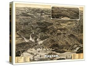 Hingham, Massachusetts - Panoramic Map-Lantern Press-Stretched Canvas