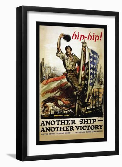 Hip-Hip! Another Ship, Another Victory, c.1918-George Hand Wright-Framed Art Print