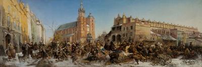 Fair on the Main Market Square in Krakow, 1875-80 (Oil on Canvas)-Hipolit Lipinski-Mounted Giclee Print