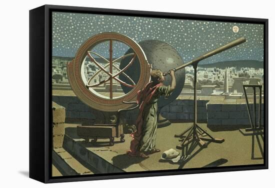 Hipparchus in the Observatory in Alexandria-Josep or Jose Planella Coromina-Framed Stretched Canvas