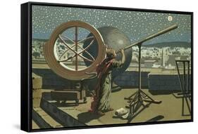 Hipparchus in the Observatory in Alexandria-Josep or Jose Planella Coromina-Framed Stretched Canvas