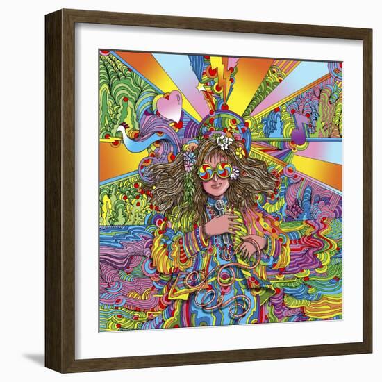 Hippie Chick Swril Glasses-Howie Green-Framed Giclee Print