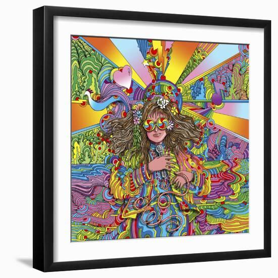 Hippie Chick Swril Glasses-Howie Green-Framed Giclee Print