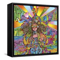 Hippie Chick Swril Glasses-Howie Green-Framed Stretched Canvas