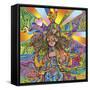 Hippie Chick Swril Glasses-Howie Green-Framed Stretched Canvas