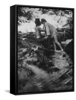 Hippie Couple Kissing at Woodstock Music Festival-Bill Eppridge-Framed Stretched Canvas