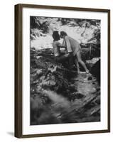 Hippie Couple Kissing at Woodstock Music Festival-Bill Eppridge-Framed Photographic Print